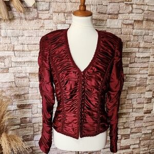 Carmen Marc Valvo Blouse / Jacket  Quiet Luxury Elegant Burgundy
